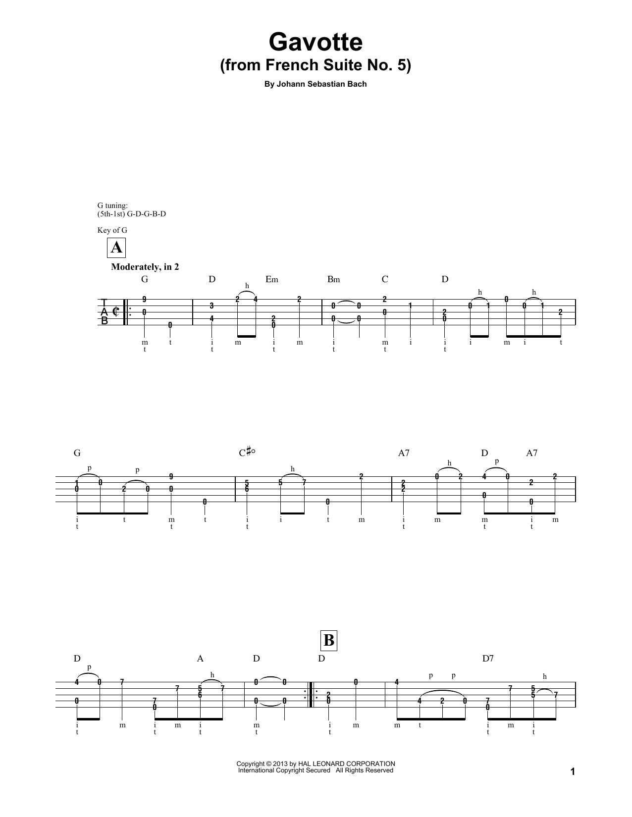 Produktgalerie: Seite 1 von 1 Cello Suite No. 5, BWV 1011 "Gavotte I" (arr. Mark Phillips), Mark Phillips, Banjo