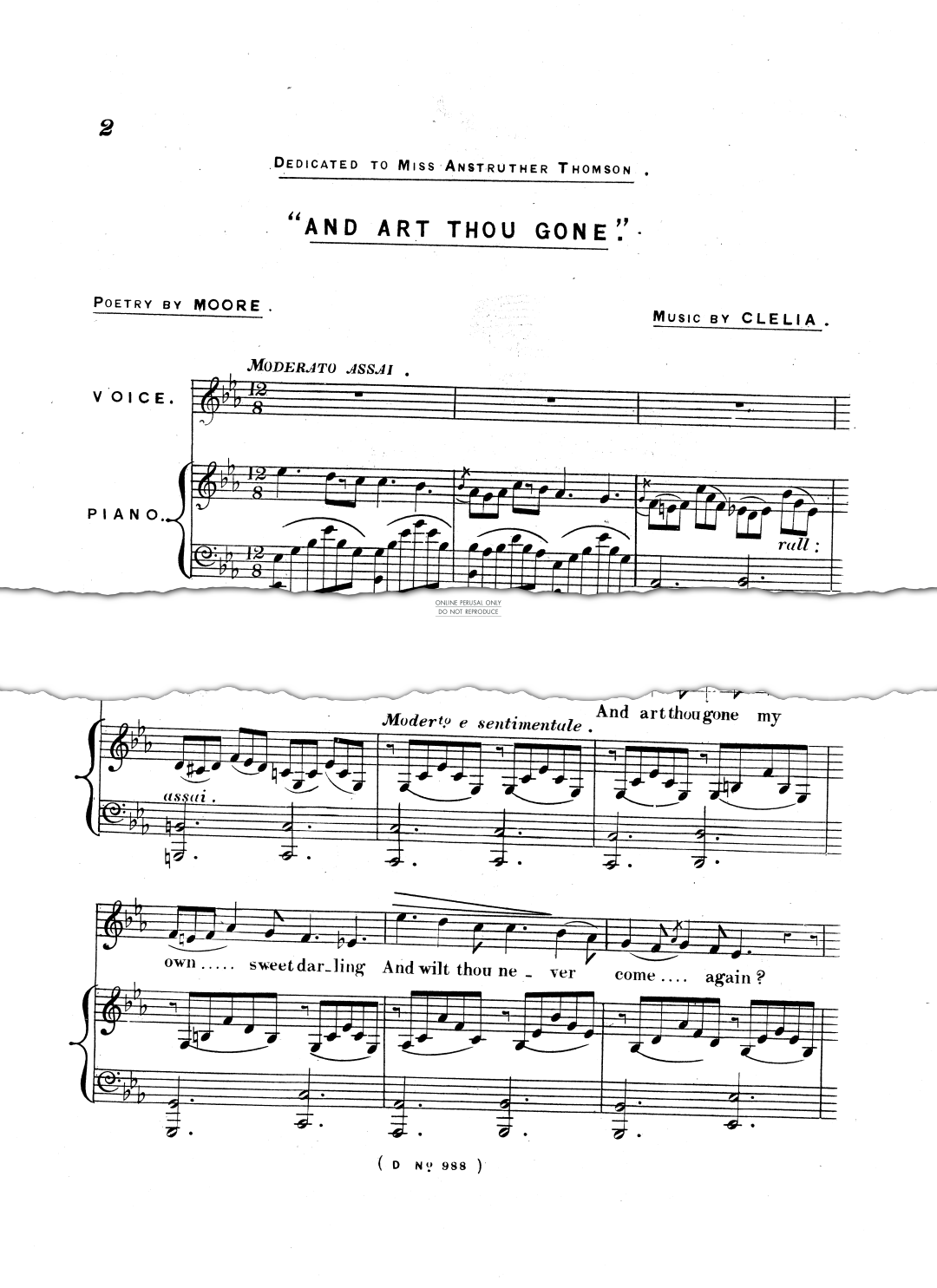 Produktgalerie: Seite 1 von 1 And Art Thou Gone?, Clelia, Gesang, Klavier