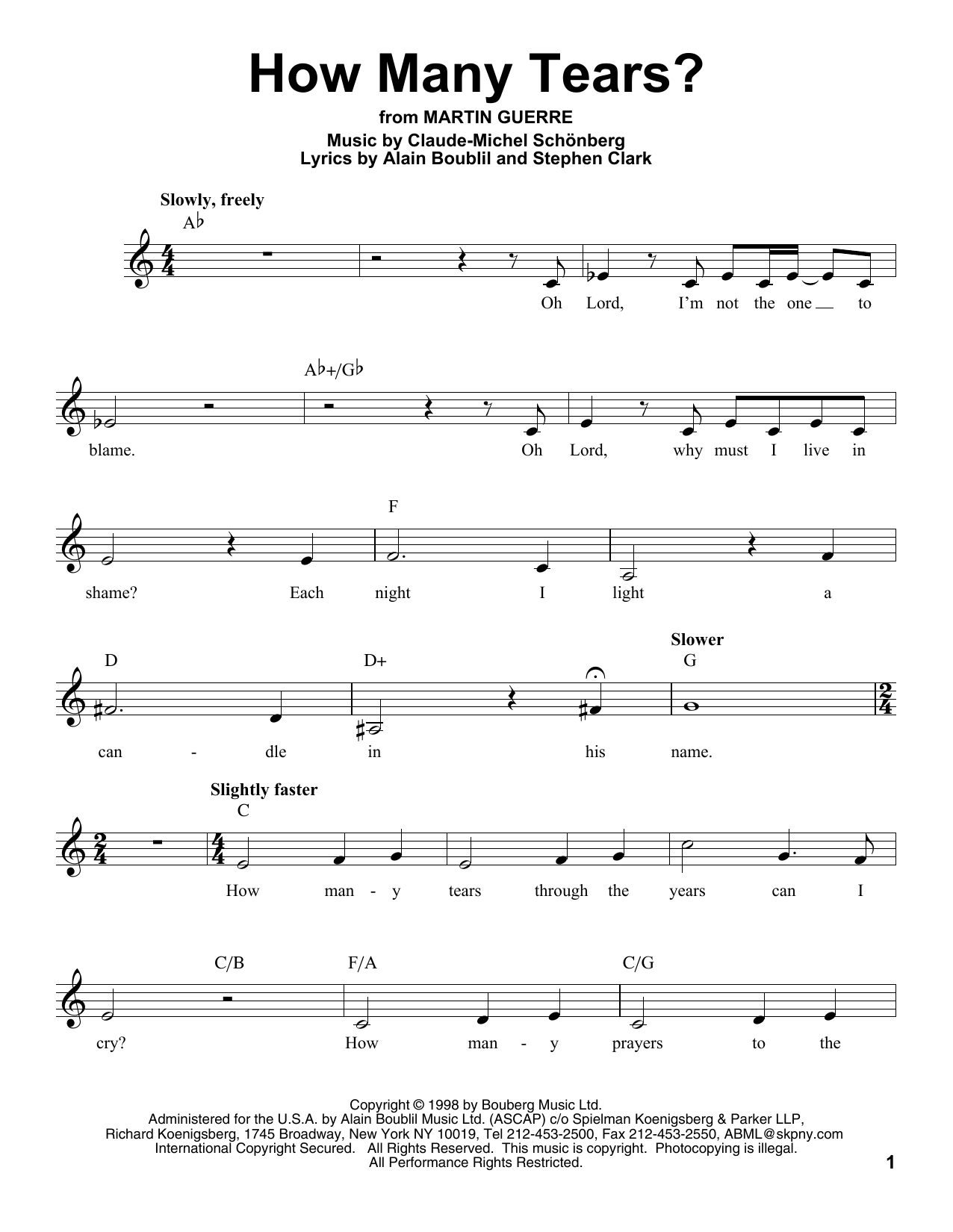 Produktbild zu: How Many Tears? (from Martin Guerre)