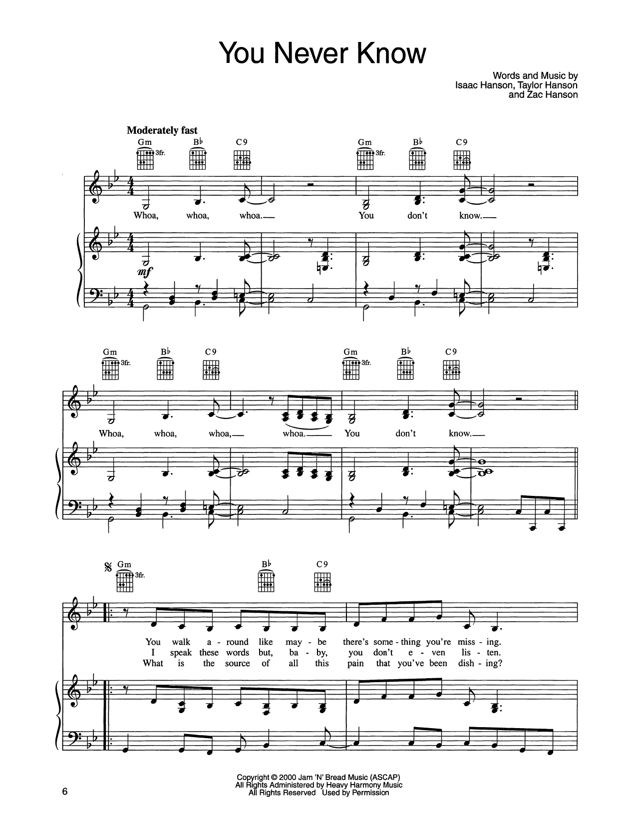 Produktgalerie: Seite 1 von 1 You Never Know, Hanson, Gesang, Gitarre, Klavier