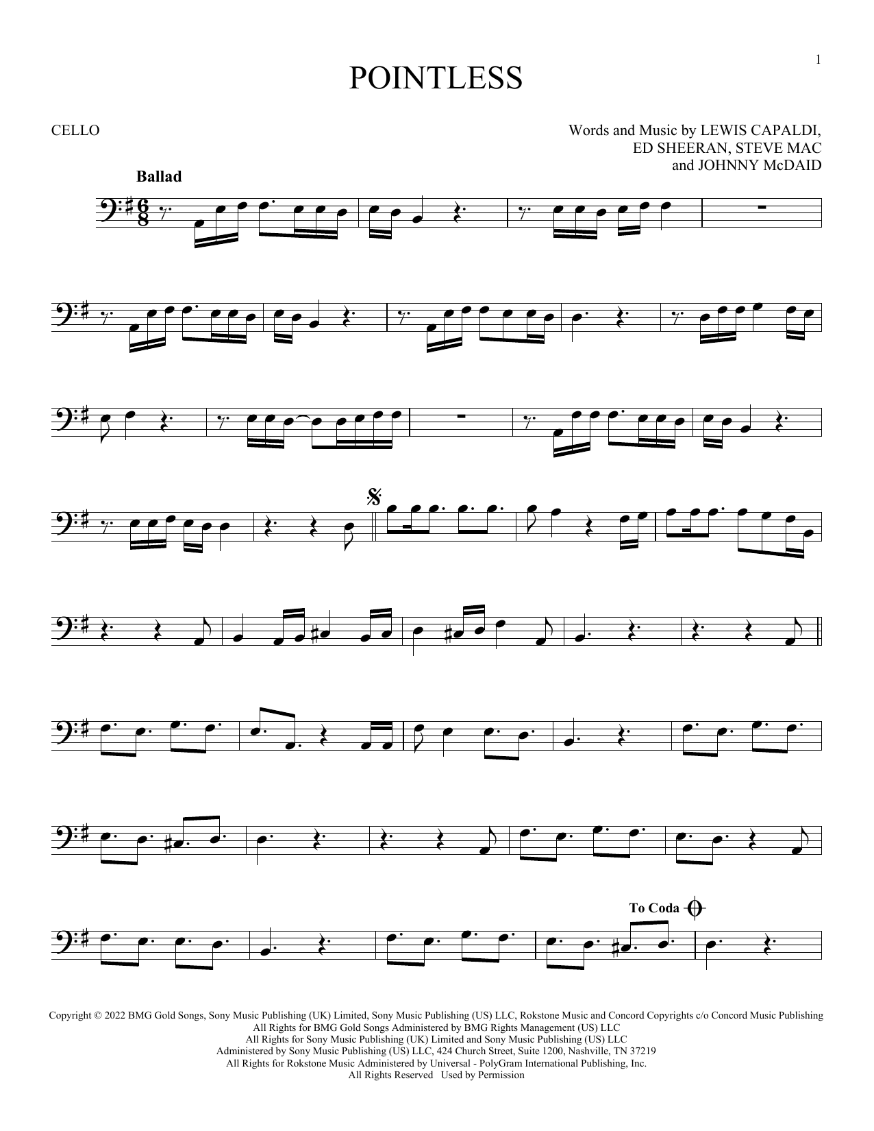 Produktgalerie: Seite 1 von 1 Pointless, Lewis Capaldi, Violoncello