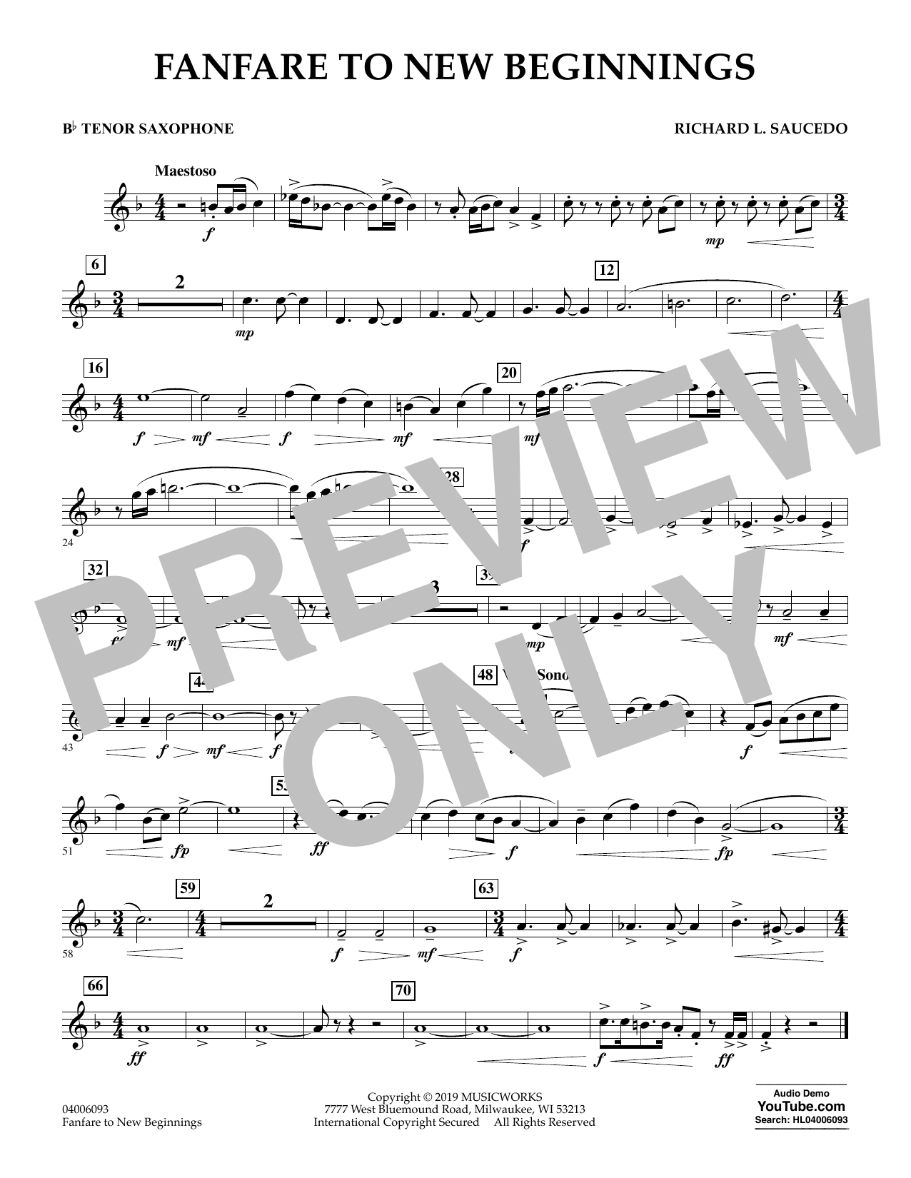 Produktbild zu: Fanfare for New Beginnings - Bb Tenor Saxophone