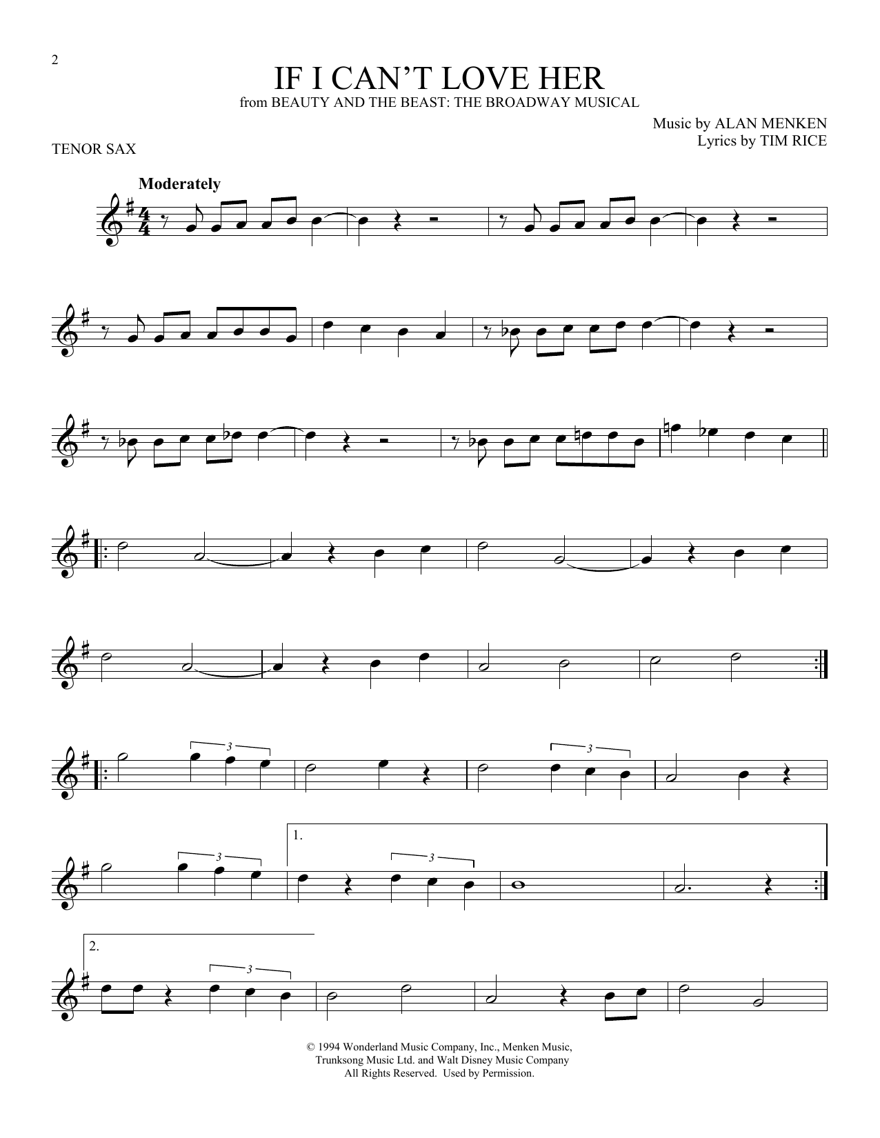 Product gallery: Page 1 of 1 If I Can't Love Her (from Beauty And The Beast: The Musical), Alan Menken & Tim Rice