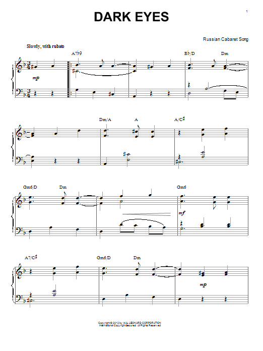 Product gallery: Page 1 of 1 Dark Eyes (arr. Brent Edstrom), Django Reinhardt