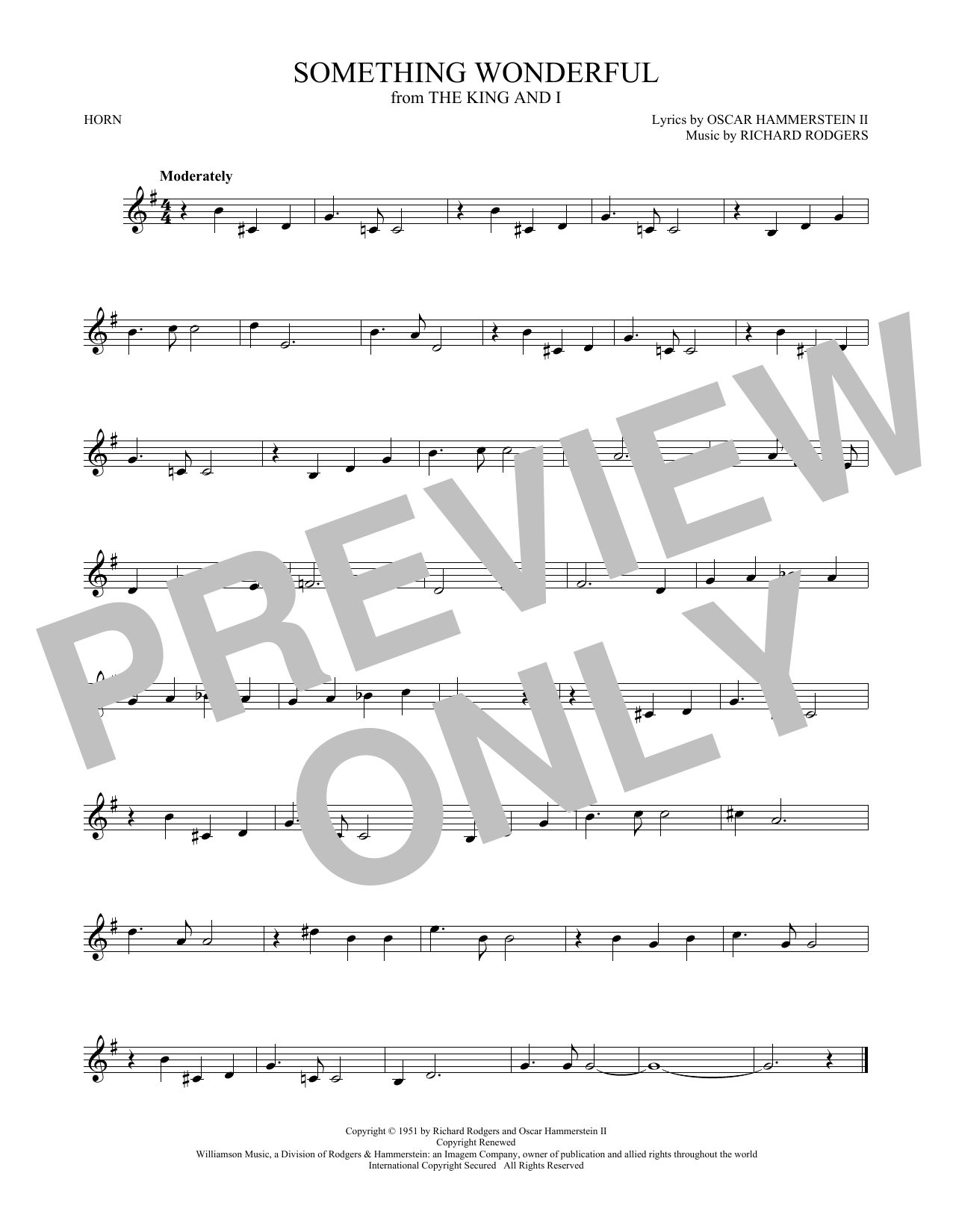 Produktgalerie: Seite 1 von 1 Something Wonderful (from The King And I), Rodgers & Hammerstein, Horn