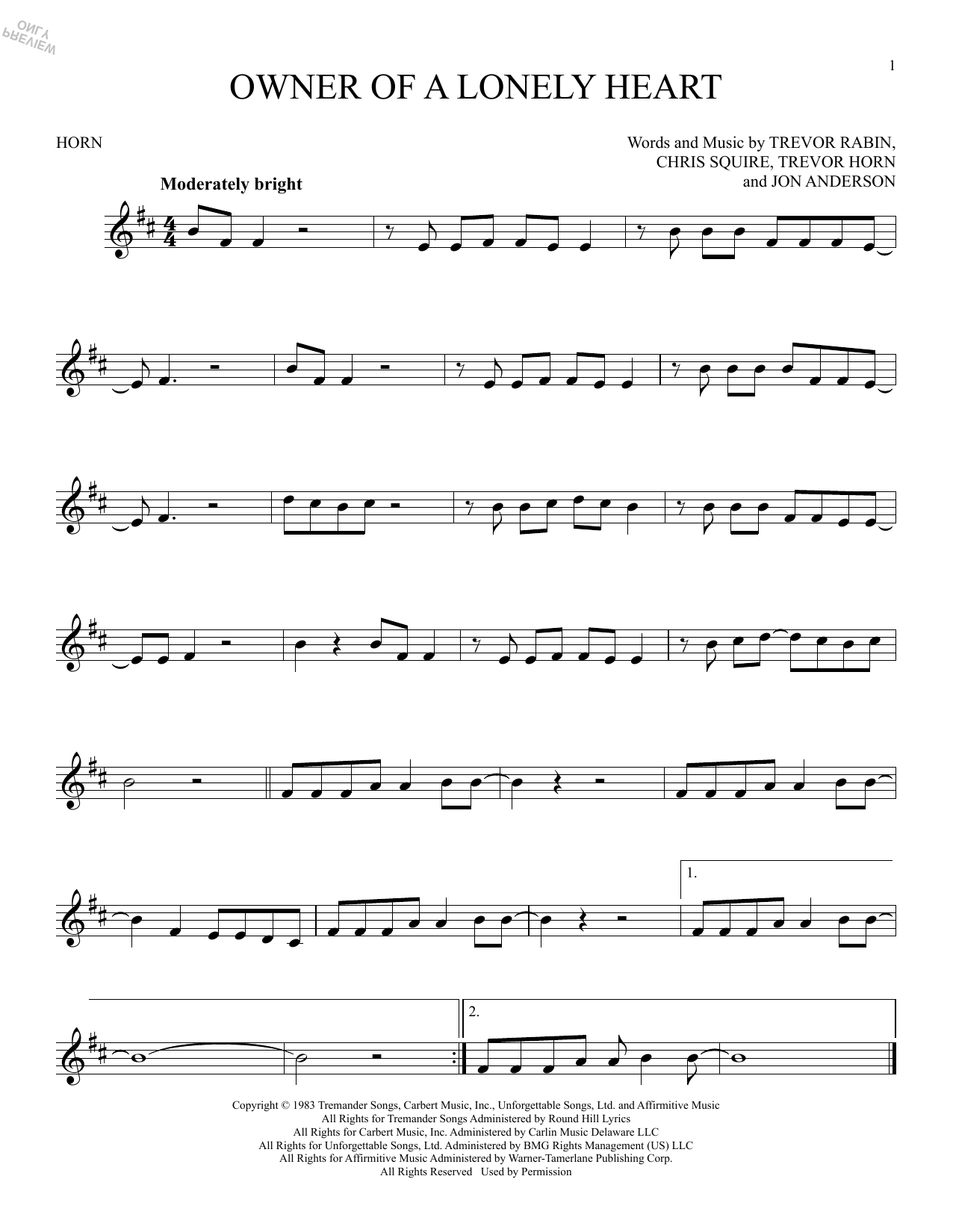 Produktgalerie: Seite 1 von 1 Owner Of A Lonely Heart, Yes, Horn