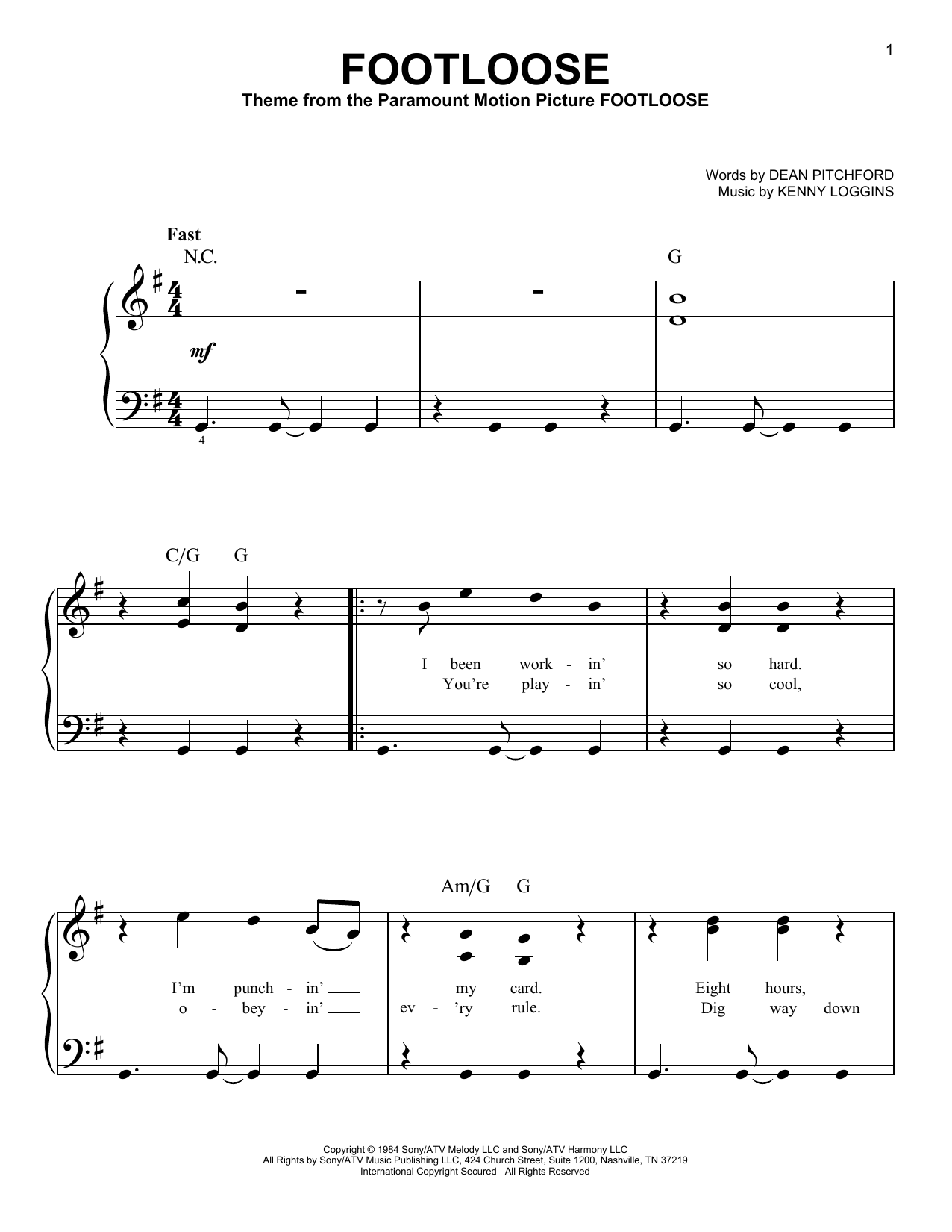 Produktgalerie: Seite 1 von 1 Footloose, Kenny Loggins, Klavier