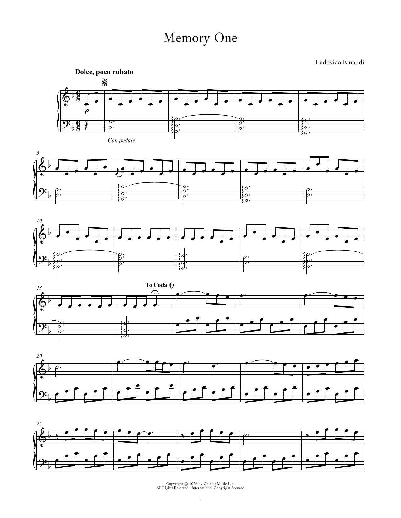 Produktgalerie: Seite 1 von 1 Memory One, Ludovico Einaudi, Klavier