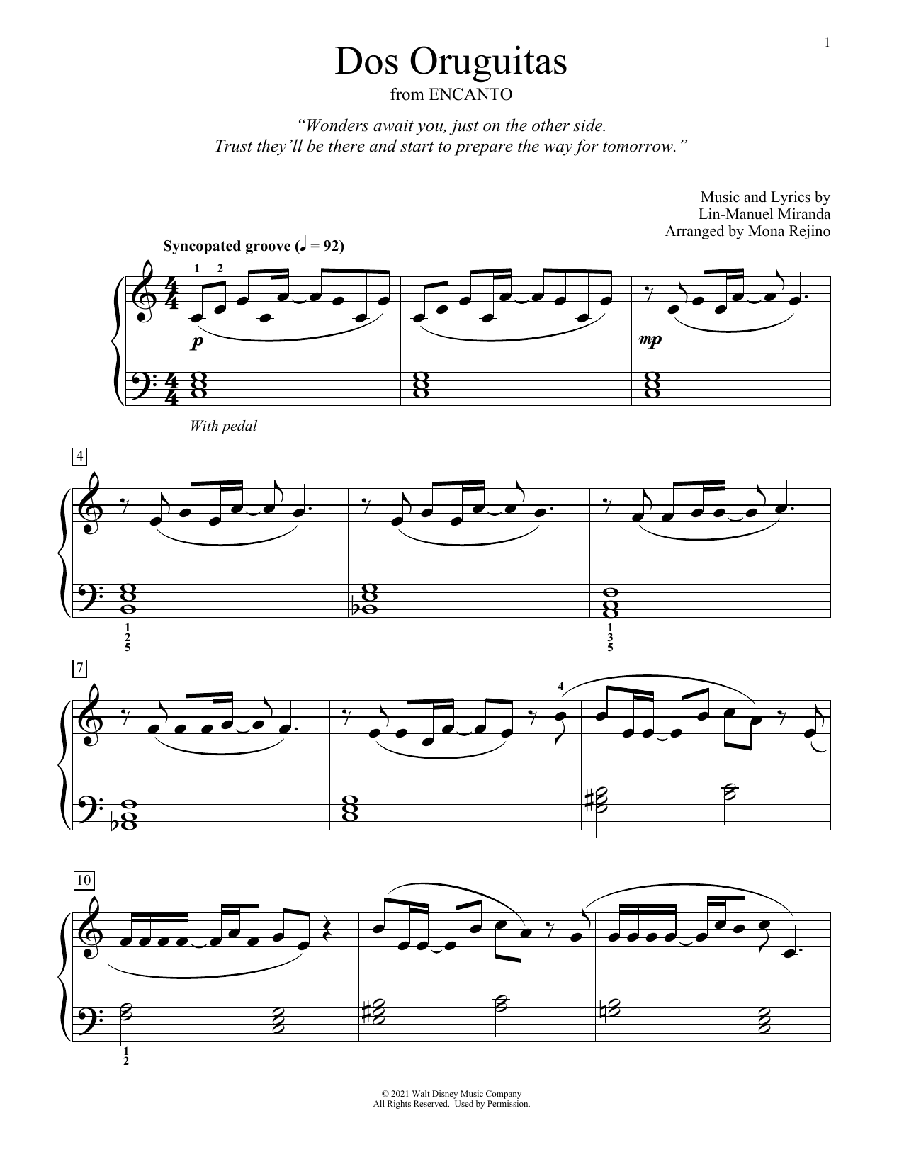 Produktbild zu: Dos Oruguitas (from Encanto) (arr. Mona Rejino)