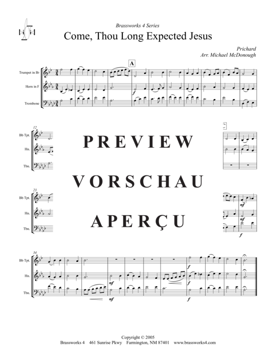 Produktgalerie: Seite 2 von 5 Come, Thou Long Expected Jesus , , (Trompete in B, Horn in F, Posaune)