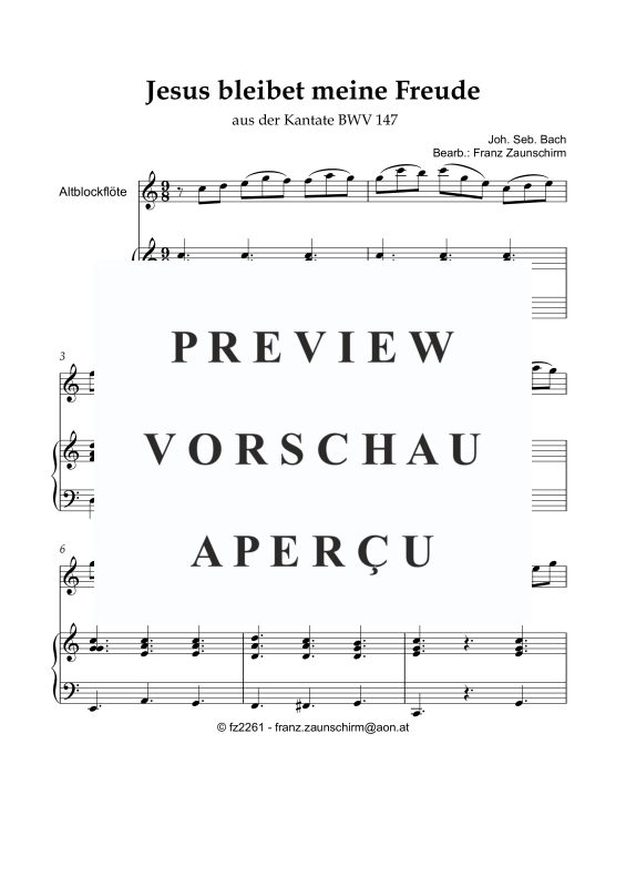 Produktgalerie: Seite 2 von 8 Jesus bleibet meine Freude, , Alt Blockflöte und Orgel