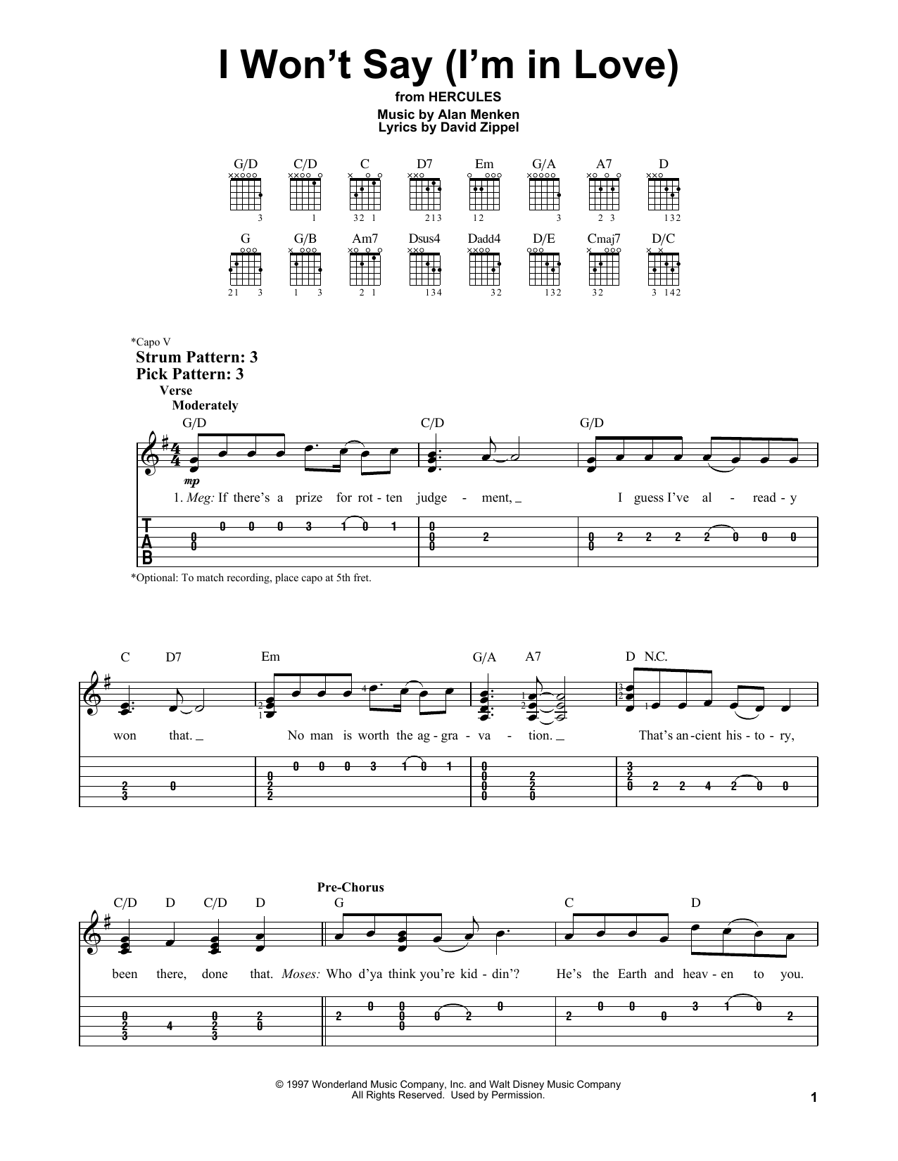 Produktbild zu: I Won't Say (I'm In Love) (from Hercules)