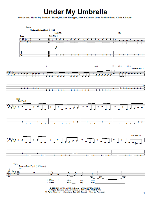 Produktgalerie: Seite 1 von 1 Under My Umbrella, Incubus, E-Bass