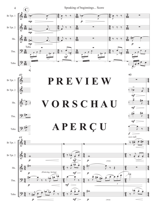 Produktgalerie: Seite 6 von 21 Speaking of Beginnings... , , (Blechbläser Quintett)