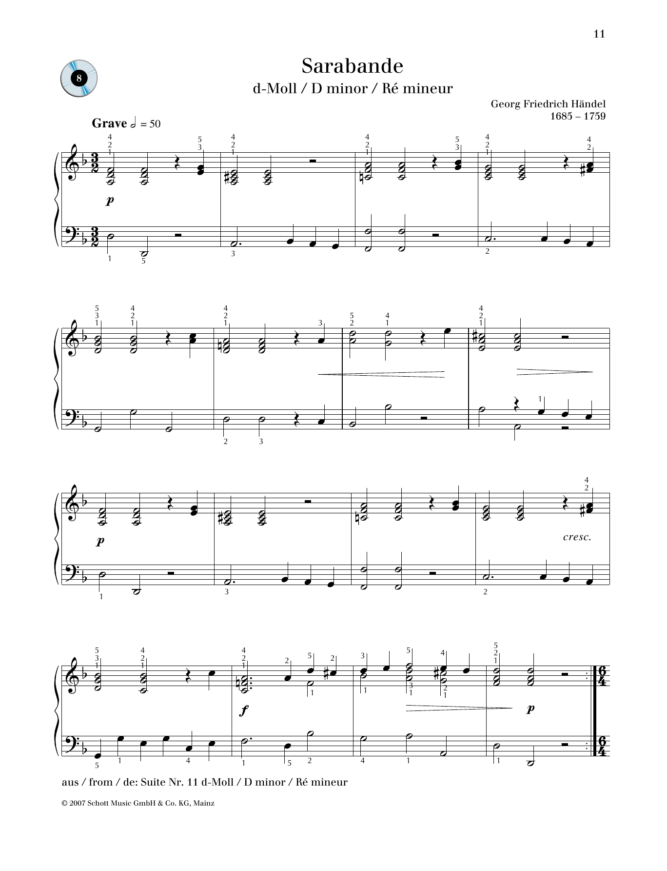 Product picture to: Sarabande D minor