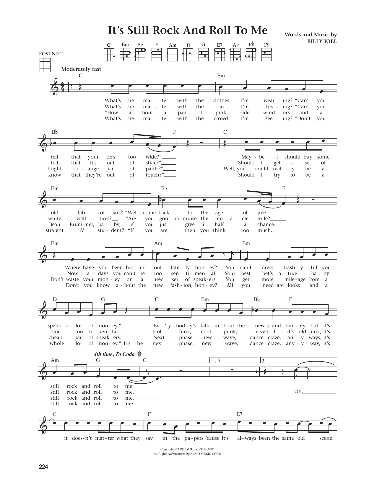 Produktgalerie: Seite 1 von 1 It's Still Rock And Roll To Me (from The Daily Ukulele) (arr. Jim Beloff), Billy Joel, Ukulele
