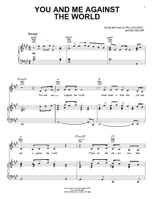 Produktgalerie: Seite 1 von 1 You And Me Against The World, Helen Reddy, Gesang, Gitarre, Klavier