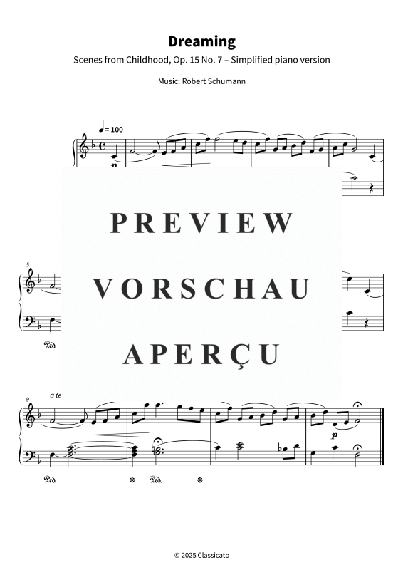 gallery: Dreaming - Scenes from Childhood, Op. 15 No. 7 - Simplified piano version, , Klavier Solo