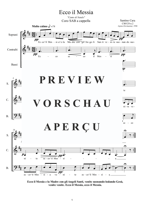 Produktgalerie: Seite 2 von 5 Ecco il Messia - Canto di Natale, , Gemischter Chor SAB