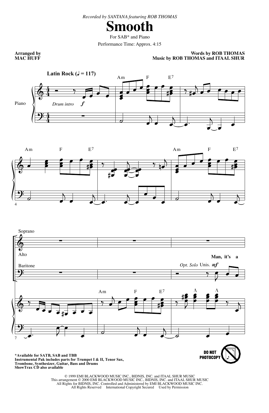 Product gallery: Page 1 of 1 Smooth (arr. Mac Huff), Santana