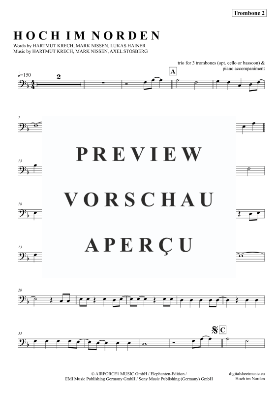 Produktgalerie: Seite 11 von 11 Hoch im Norden, Santiano, (Posaunen Trio + Klavier)