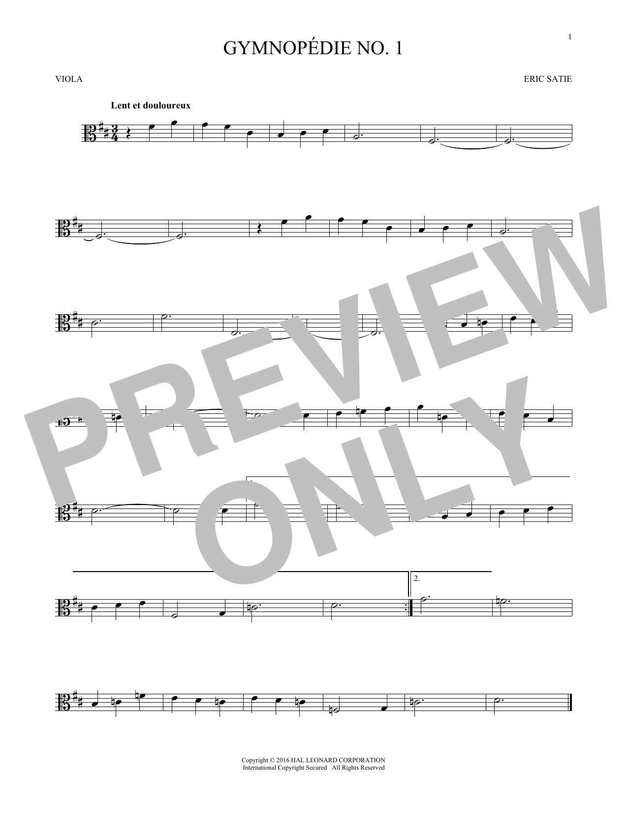 Product gallery: Page 1 of 1 Gymnopedie No. 1, Erik Satie