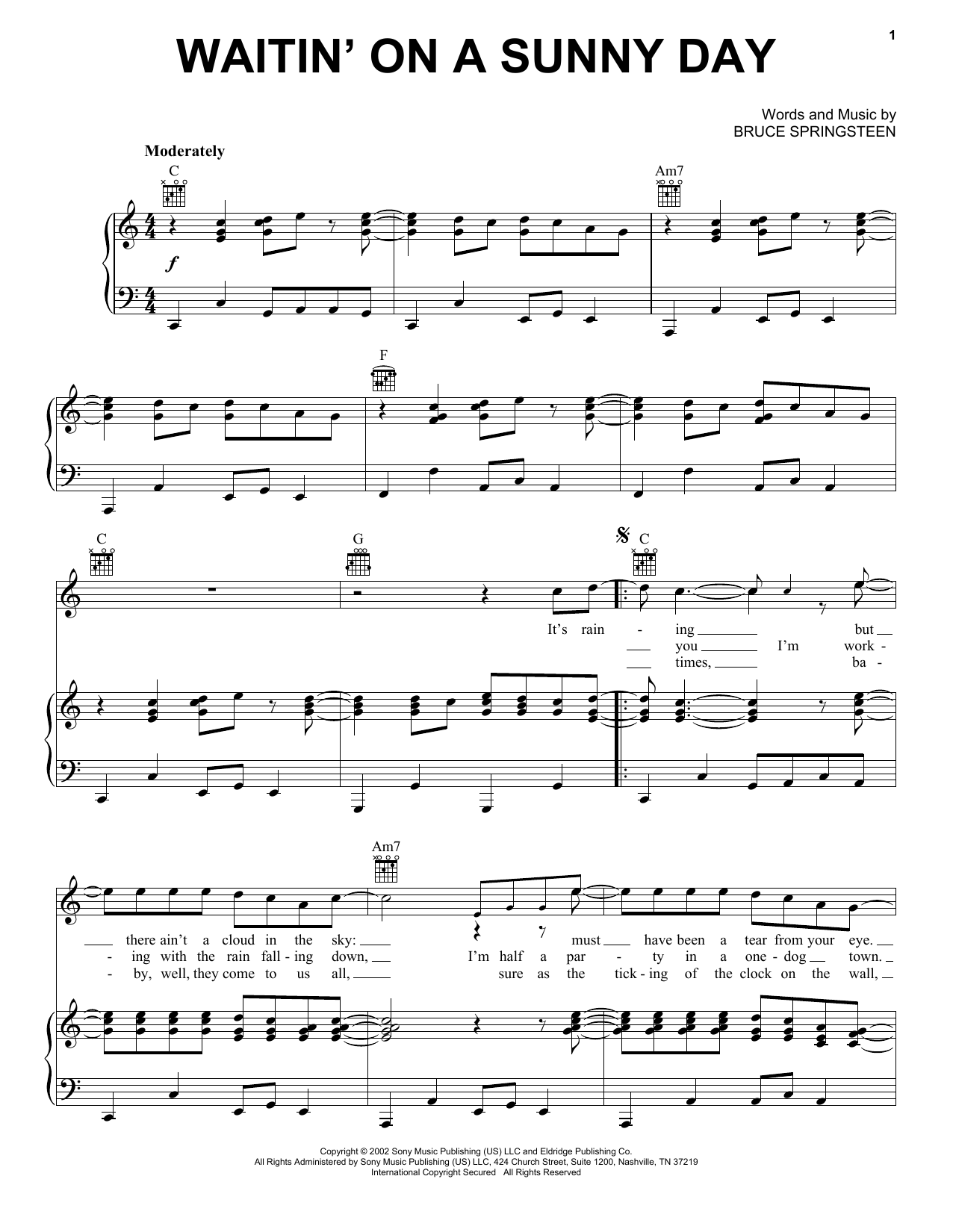 Produktgalerie: Seite 1 von 1 Waitin' On A Sunny Day, Bruce Springsteen, Gesang, Gitarre, Klavier