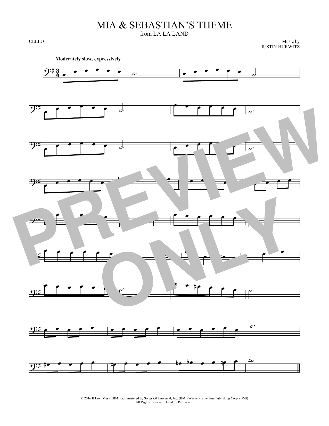 Produktgalerie: Seite 1 von 1 Mia & Sebastian's Theme (from La La Land), Justin Hurwitz, Violoncello