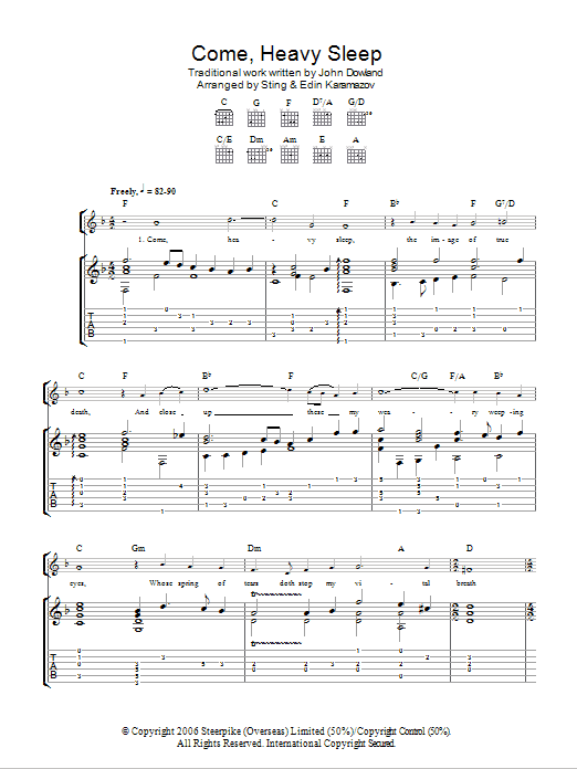 Product gallery: Page 1 of 1 Come, Heavy Sleep (as performed by Sting and Edin Karamazov), John Dowland