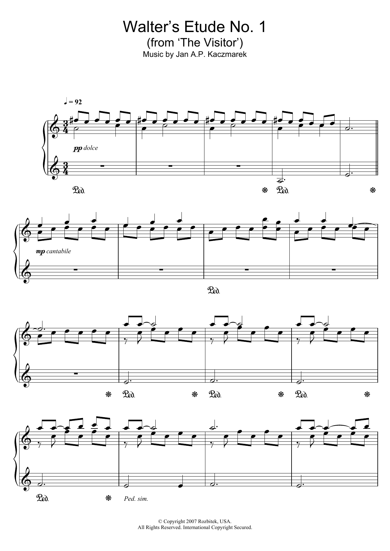 Product gallery: Page 1 of 1 Walter's Etude No. 1 (from 'The Visitor'), Jan A.P. Kaczmarek