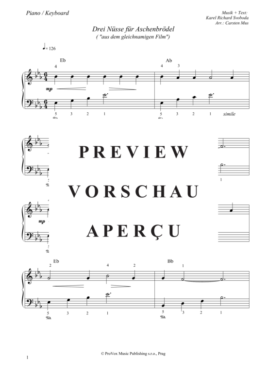 gallery: Drei Nüsse für Aschenbrödel (Piano / Keyboard) , ,  (Klavier einfach)