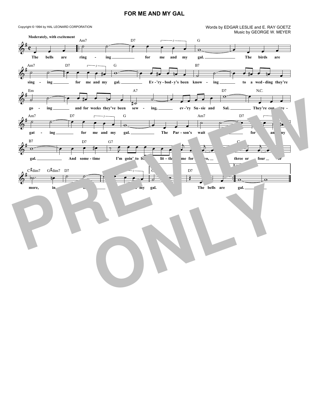 Product gallery: Page 1 of 1 For Me And My Gal, E. Ray Goetz