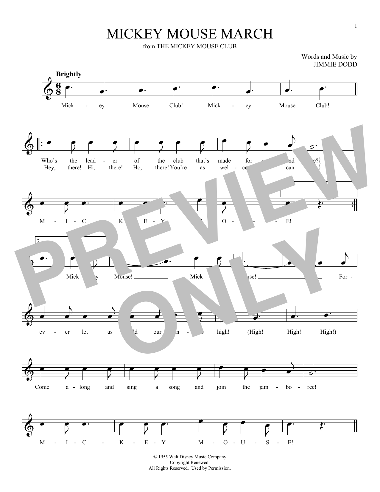 Product gallery: Page 1 of 1 Mickey Mouse March (from The Mickey Mouse Club), Jimmie Dodd