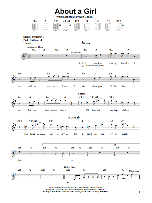 Produktgalerie: Seite 1 von 1 About A Girl, Nirvana, Gitarre