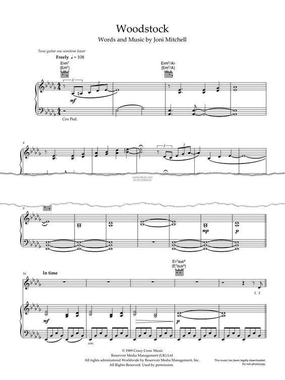 Produktgalerie: Seite 1 von 1 Woodstock, Joni Mitchell, Gesang, Gitarre, Klavier