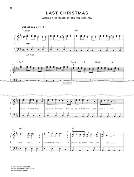 Produktgalerie: Seite 1 von 1 Last Christmas, George Michael, Klavier