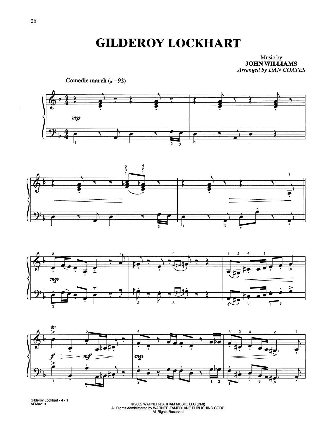 Product picture to: Gilderoy Lockhart (from Harry Potter) (arr. Dan Coates)
