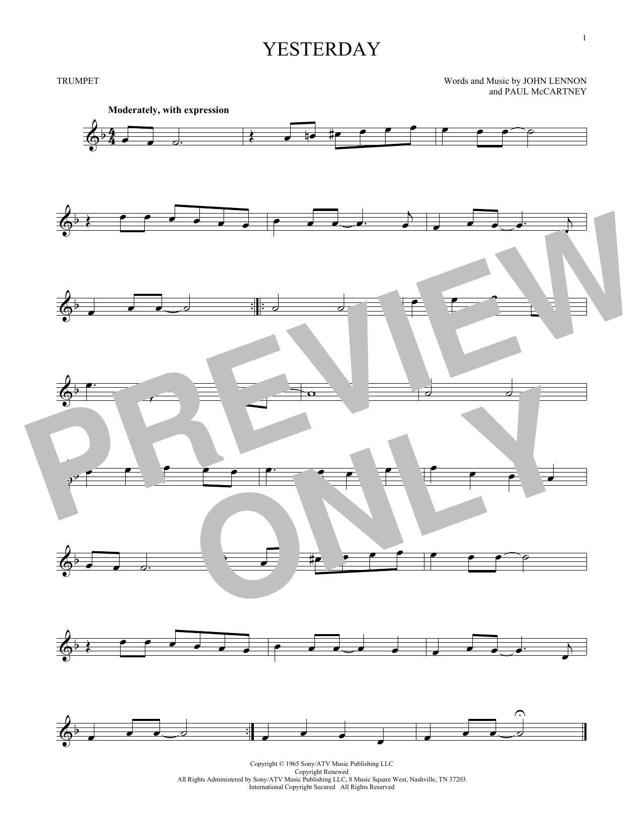 Produktgalerie: Seite 1 von 1 Yesterday, The Beatles, Trompete