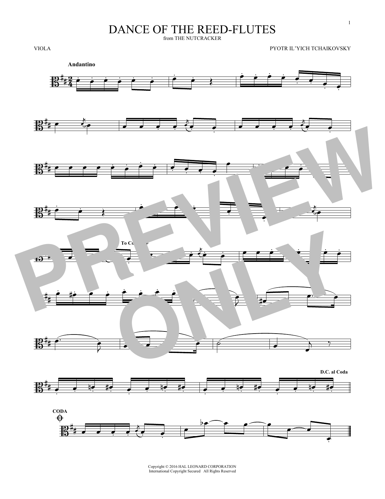 Product gallery: Page 1 of 1 Dance Of The Reed Flutes, Op. 71a (from The Nutcracker), Pyotr Il'yich Tchaikovsky