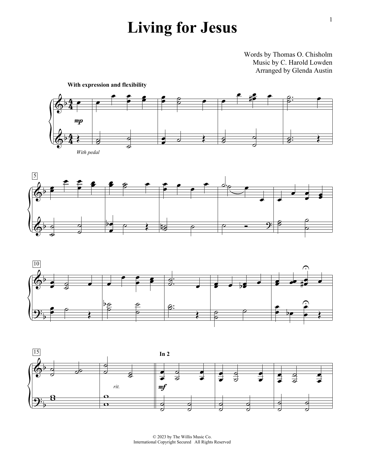 Produktbild zu: Living For Jesus (arr. Glenda Austin)