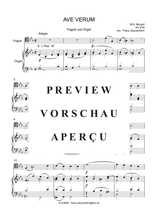 Product picture to: Ave verum Wolfgang Amadeus Mozart