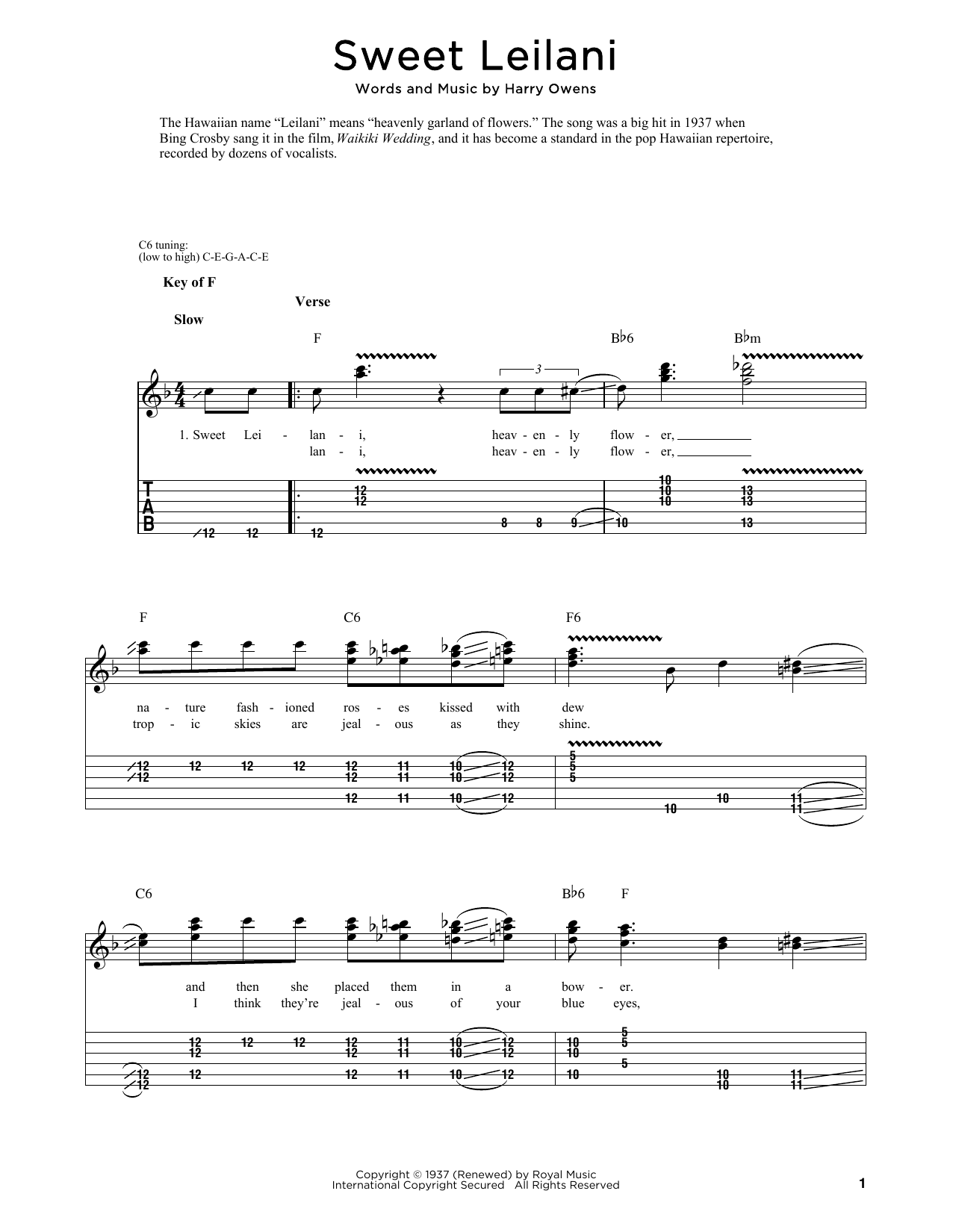 Produktgalerie: Seite 1 von 1 Sweet Leilani, Harry Owens, Gitarre
