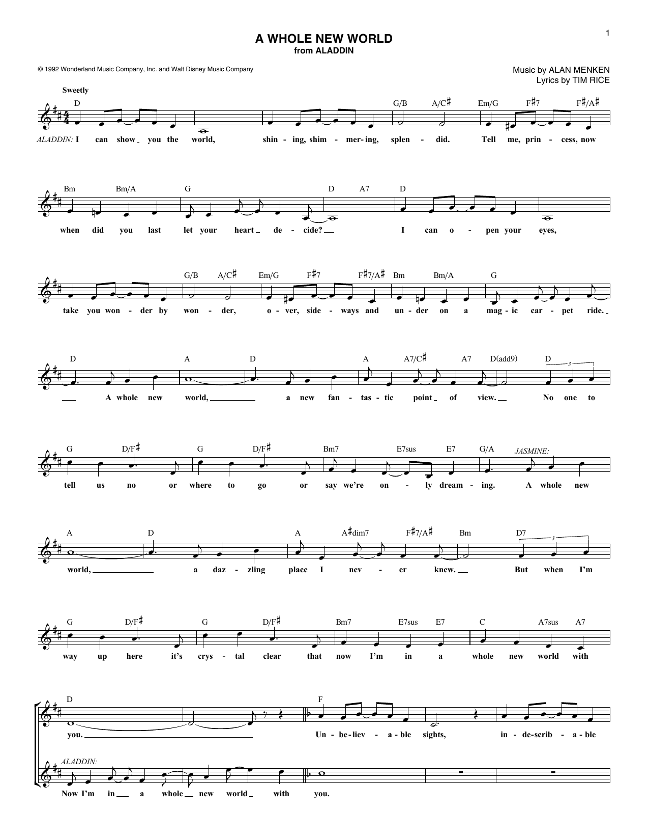 Produktbild zu: A Whole New World (from Aladdin)