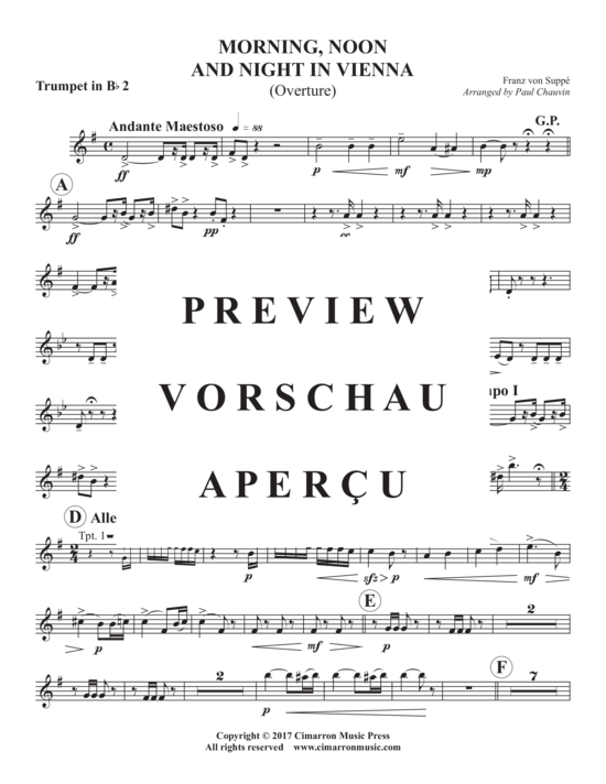 Produktgalerie: Seite 15 von 21 Morning, Noon and Nightin Vienna (Overture) , ,  (Blechbläserquintett)