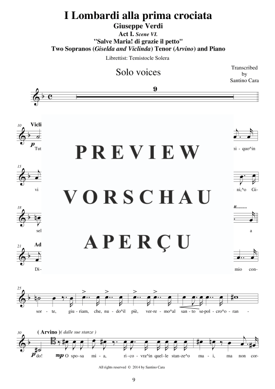 Produktgalerie: Seite 10 von 11 I Lombardi - (Act 1-VI) Salve Maria di grazie il petto, , Gemischter Chor SST und Klavier