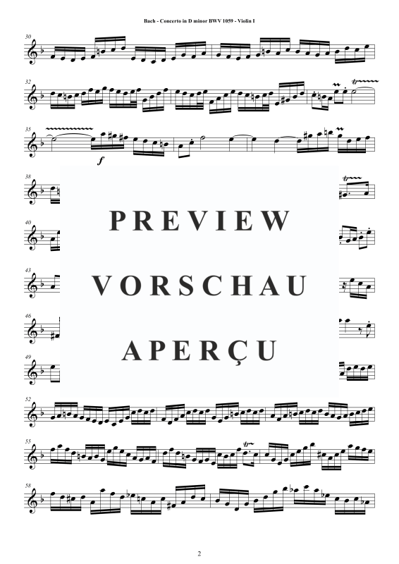 Product gallery: Page 3 of 11 Concerto in D-Moll BWV 1059, , String Quartet - Individual Parts