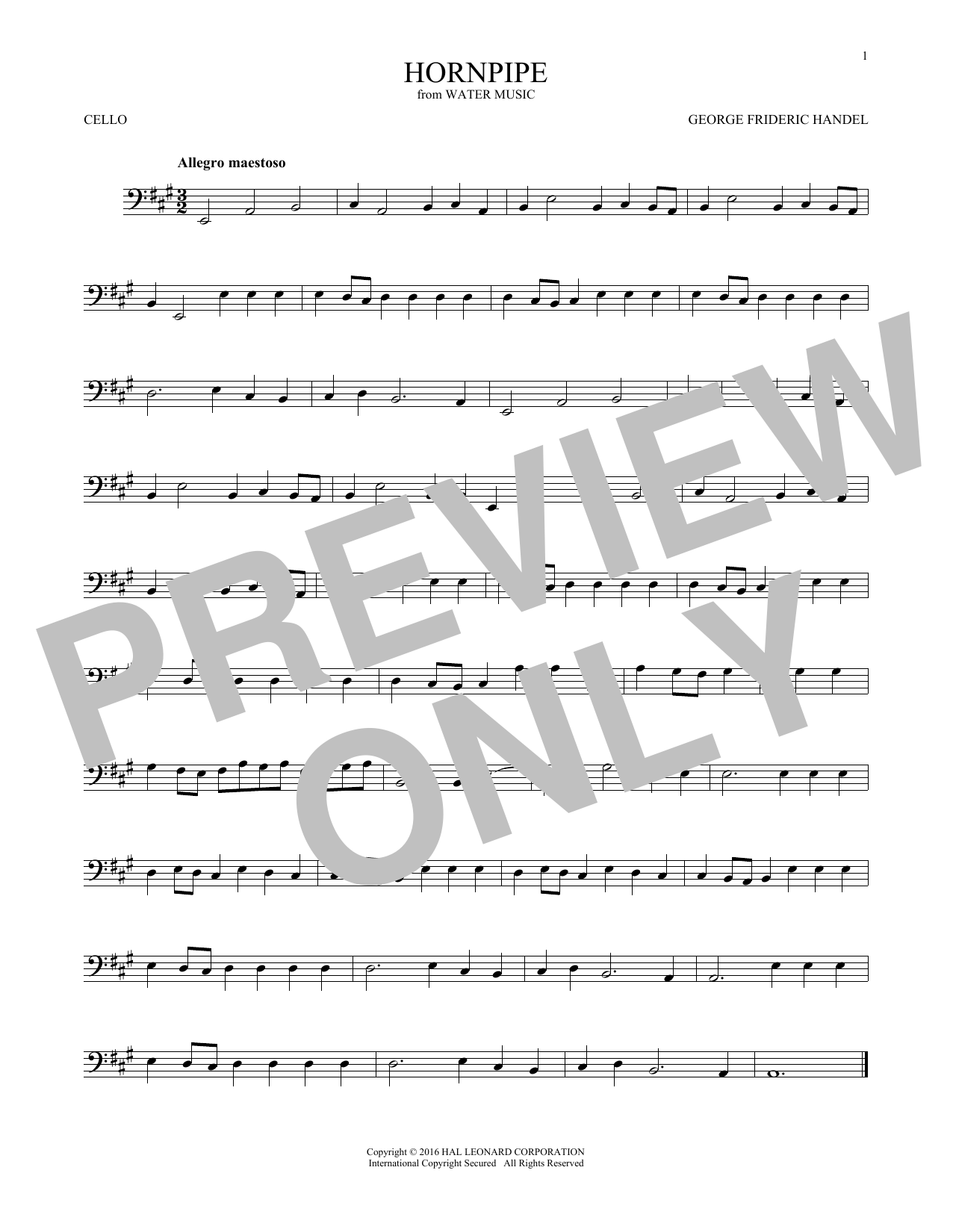 Produktgalerie: Seite 1 von 1 Hornpipe, George Frideric Handel, Violoncello