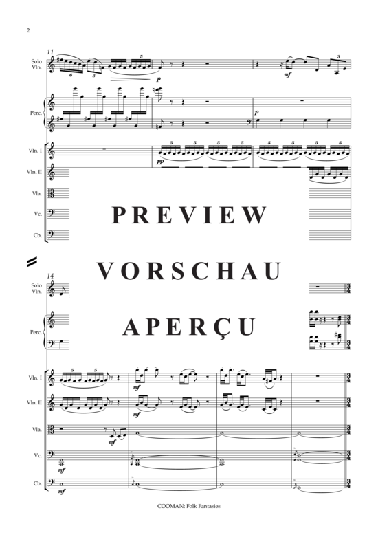 Product gallery: Page 7 of 21 Folk Fantasies , , (solo violin/1 perc/string orchestra - score and parts)