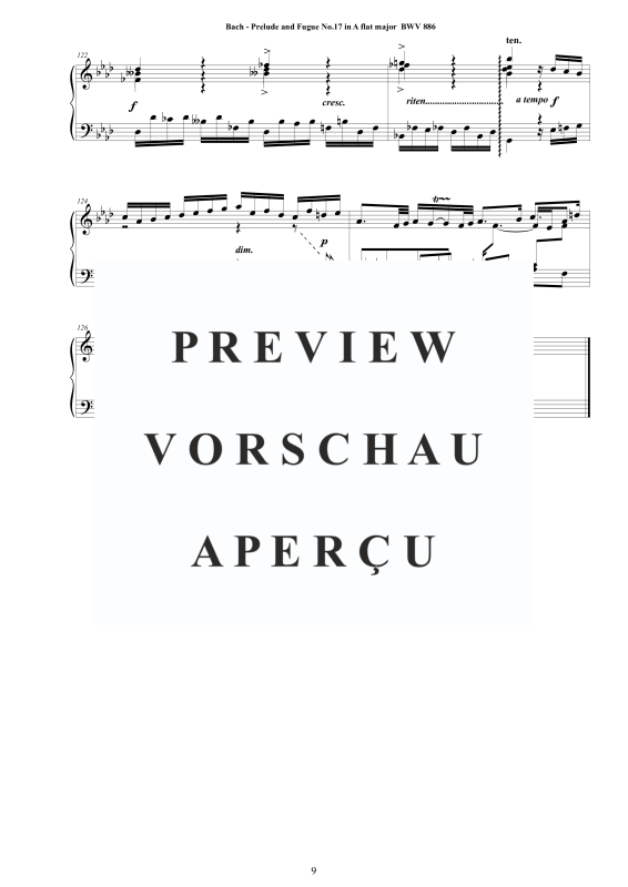 Product gallery: Page 10 of 10 Prelude and Fugue No. 17 in A flat major, BWV 886, , Solo Piano