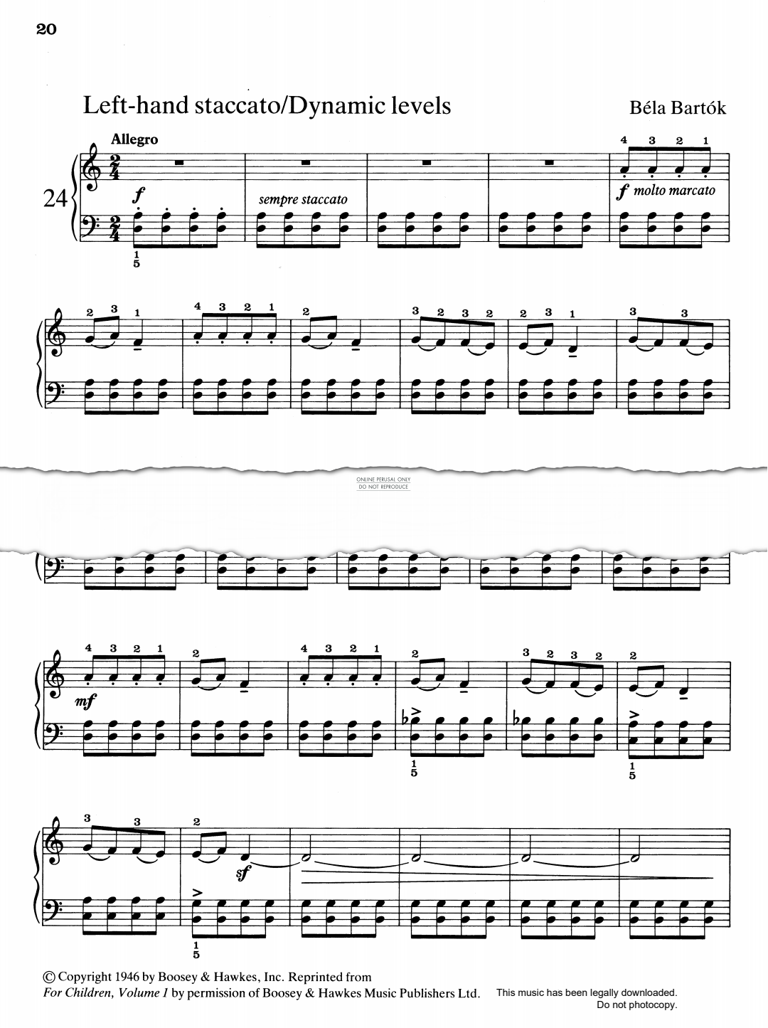 Produktgalerie: Seite 1 von 1 Left-Hand Staccato/Dynamic Levels, Bela Bartok, Klavier